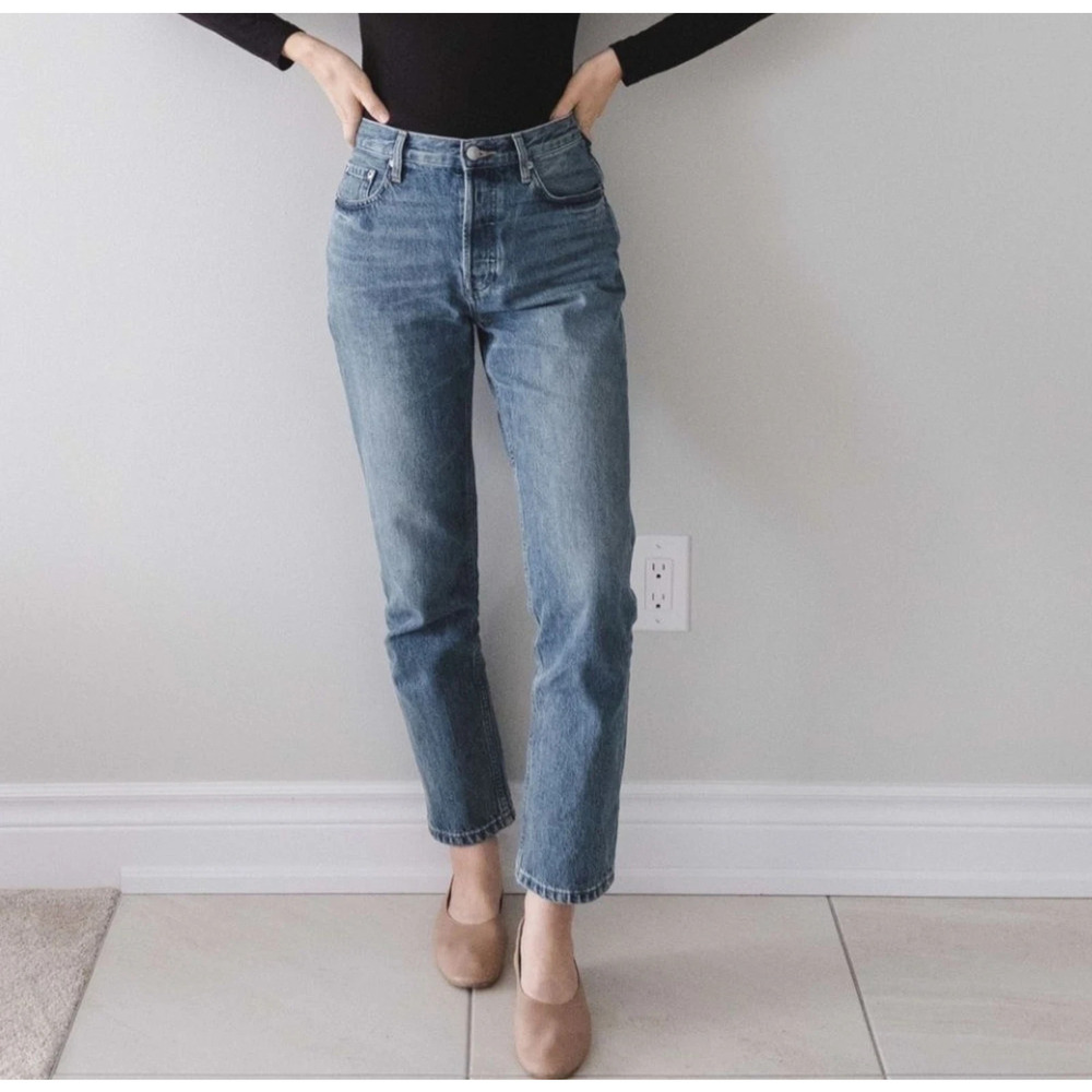 Everlane Jeans Crop Curvy 90s Cheeky Straight Womens size 28 Blue Organic Cotton